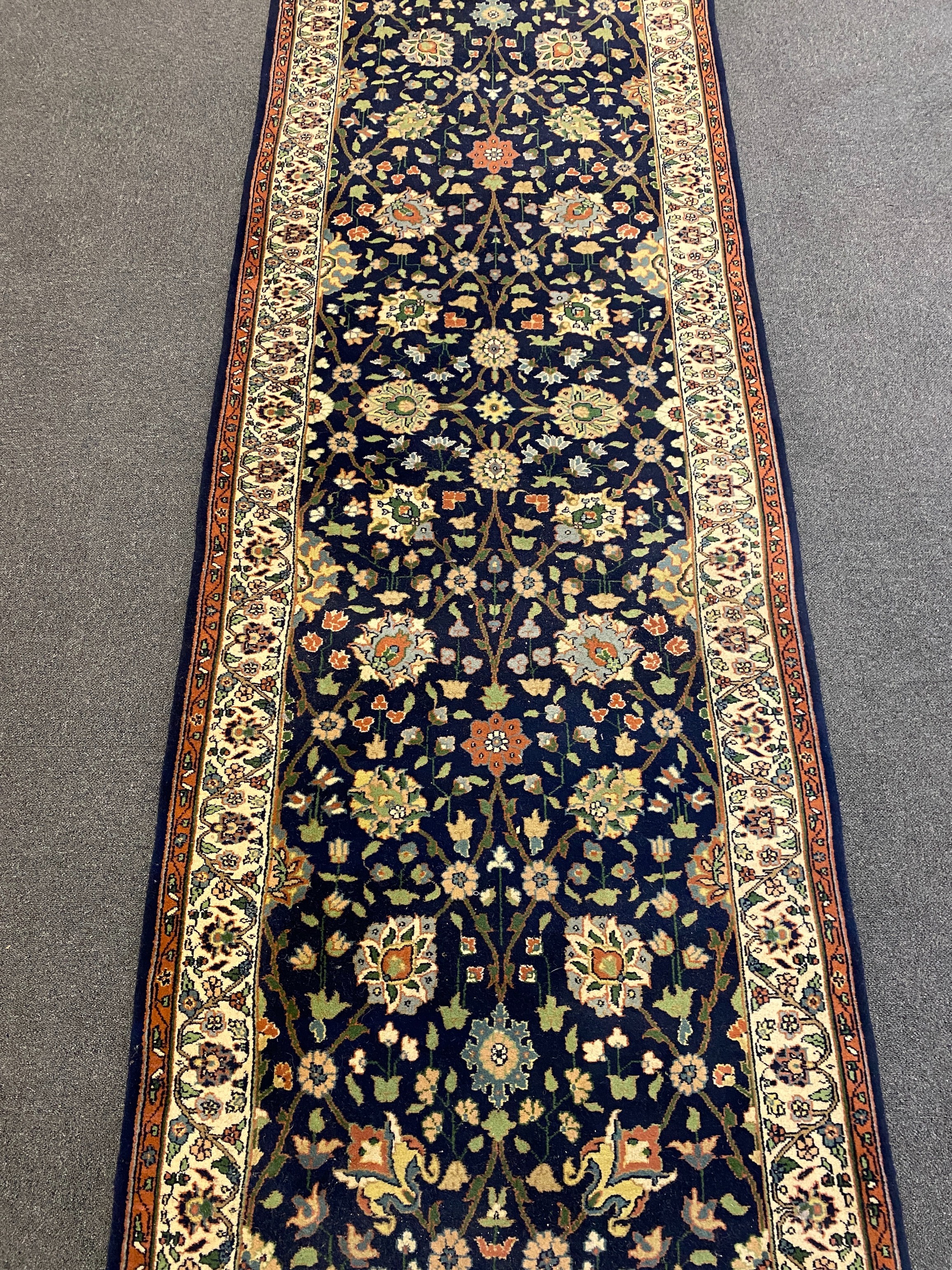 A Bijar blue ground runner, 464cm x 100cm